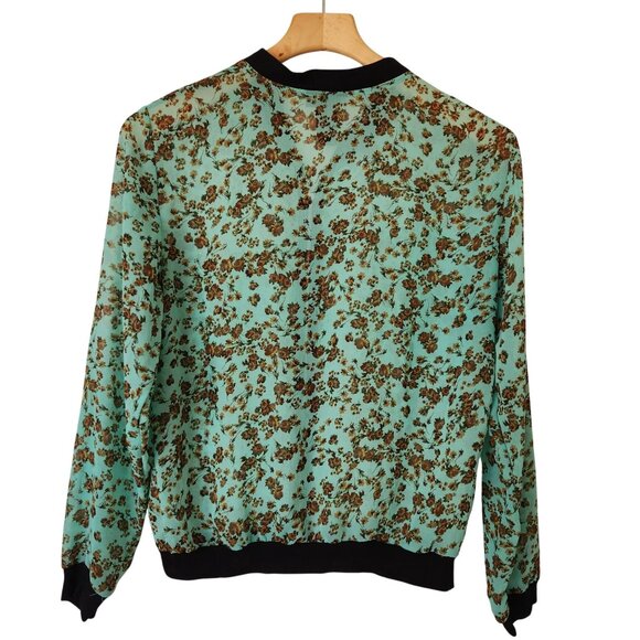 Ultra Flirt Floral Print Zip-Up Bomber Jacket Fairy Garden Feminine Summer Cute - Picture 2 of 6